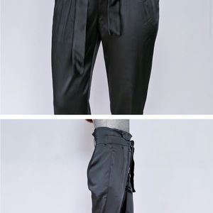 Amanda Uprichard Black Satin Tessi Pants NWT